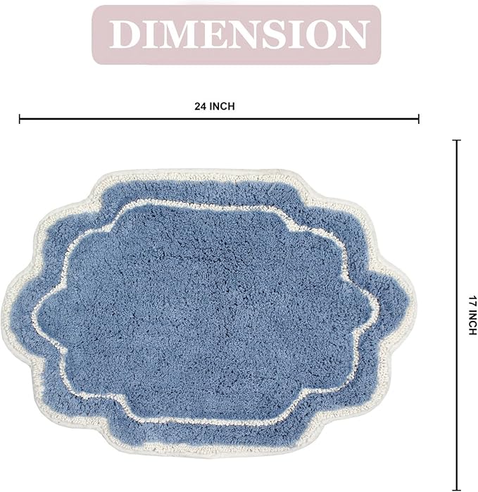 Home Weavers Allure Collection 100% Cotton Bath Rug, Soft & Absorbent Bathroom Rug, Spray Latex Back, Quick Dry, Machine Washable Bath Mat for Floor, Shower & Tub, 17"x24", Blue