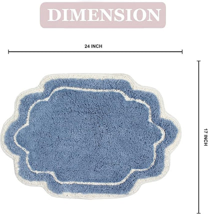 Home Weavers Allure Collection 100% Cotton Bath Rug, Soft & Absorbent Bathroom Rug, Spray Latex Back, Quick Dry, Machine Washable Bath Mat for Floor, Shower & Tub, 17"x24", Blue