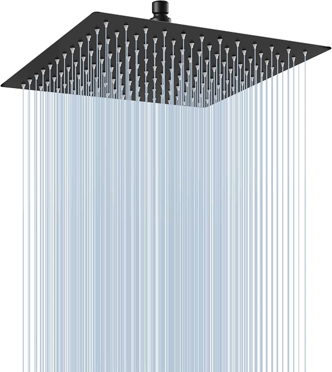 Midanya Square Rain Shower Head,High Pressure,Matte Black 10 Inch | 360°Swivel,Ceiling or Wall Mount,Waterfall Full Body Coverage,Bathroom Remodel,Stainless Steel Large Rainfall Shower Head