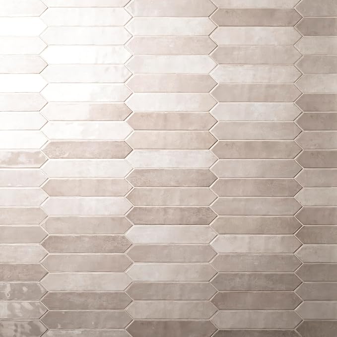 M S International Renzo Sterling Glossy Ceramic Picket Wall Tile for Bathroom, Kitchen Backsplash, Accent Wall, and Shower - Sample