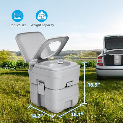 YITAHOME Portable Toilet Travel RV Potty | 5.3 Gallon Detachable Waste Tank for Effortless Cleaning, Press Flush Pump, for Camping, Boating, Hiking, Trips