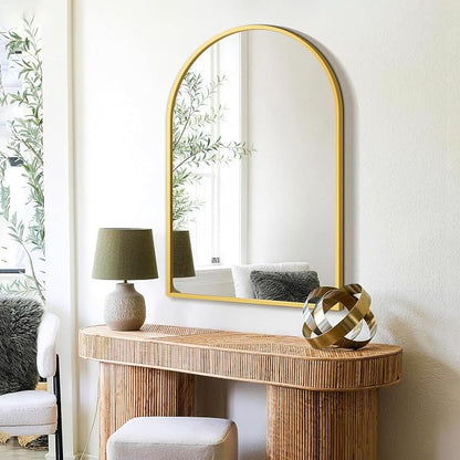 FICTOR 24" x 36" Arched Bathroom Vanity Mirror for Over Sink, Gold | Anti-Rust Metal Framed, HD Tempered Shatter-Proof Glass, Modern Wall Mirror for Entryway, Living Room, Bedroom