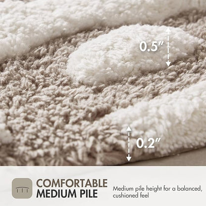 Madison Park Casablanca 100% Cotton Tufted Bathroom Rugs Luxurious Plush Medallion Floral Pattern Bath Mat Absorbent, Quick Dry, Spa Design Shower Room Décor, Round 25", Taupe