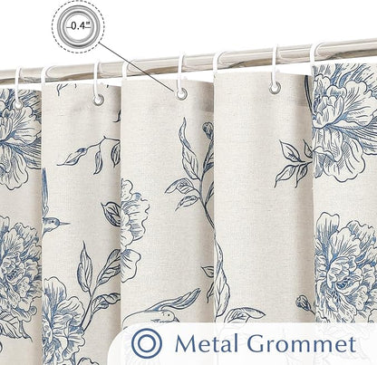MitoVilla Small Stall Blue Cotton Shower Curtain for Bathroom,36 x 72 | Narrow Half Cottagecore Hummingbird Spring Shower Curtains, Modern Farmhouse Country Floral Bathroom Décor, 36 x 72