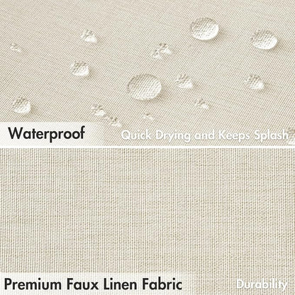 MIULEE Light Cream Scalloped Linen Shower Curtain 72x72 Inches | Linen Textured, Waterproof, Washable, 12 Metal Hooks, Heavy Duty Cloth, Black Border, Shower Curtain for Bathroom Bathtub