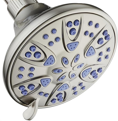 AquaDance Antimicrobial – Anti-Clog High-Pressure 6-Setting Shower Head with Microban Nozzle Protection from Growth of Mold, Mildew & Bacteria for Stronger Shower! 4" Sunset Blue