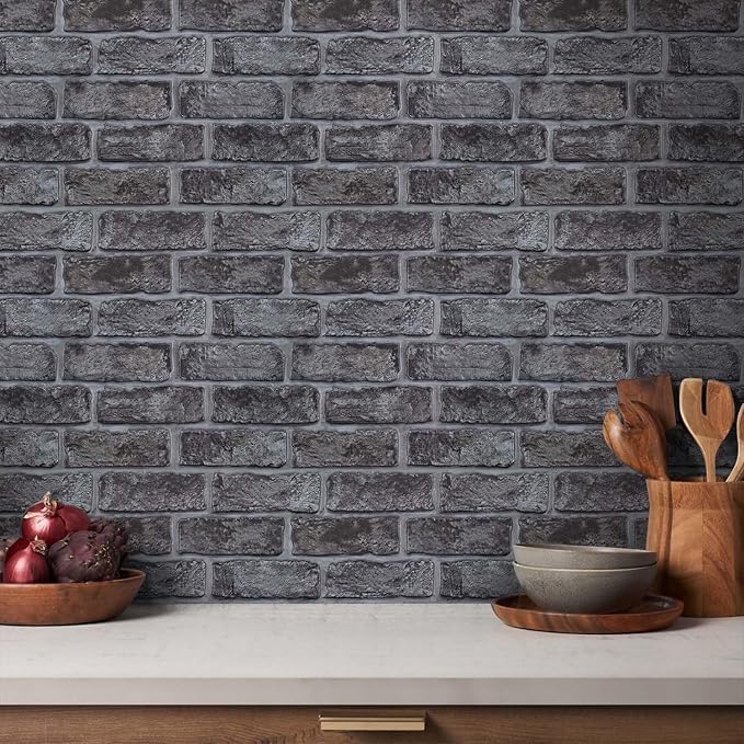 Commomy Thicker Grey Peel and Stick Backsplash-10 pcs of 12" x 12" - 3D Adhesive Peel and Stick Tiles Backsplash for Kitchen, Bathroom, Removable, Waterproof, Vinyl Wall Tile