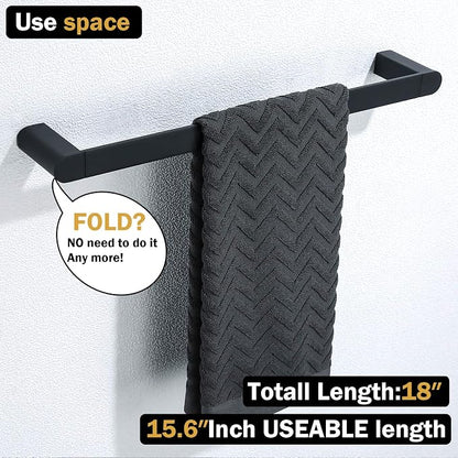 RANDOM Matte Black Towel Bar Rack Holder Rod 18 inch Hand Towel Holder for Bathroom Kitchen Heavy Duty Hardware Accessories Wall Mount Contemporary Hotel Style.96026-2-18MB