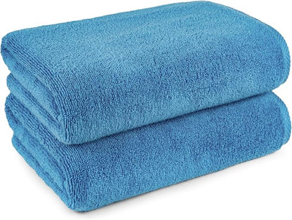 Amazon Basics 2-Piece Quick-Dry Oversize Bath Towel, 100% Cotton, 54" x 30", Lake Blue