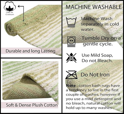 Home Weavers 100% Cotton Gradiation Collection Bathroom Décor | Washable Rug | Bathroom Mat | Kitchen Mat | Bathroom Rug Set | Bath Mat Set | Bath Floor Mat Non Slip, 5 Piece Set with Contour, Sage