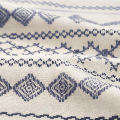 Navy Blue Shower Curtain,Boho Linen Fabric for Bathroom with Striped Print,72" W x 72" L