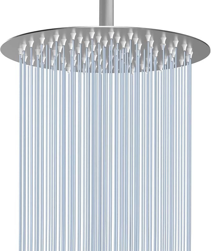 Voolan Rain Shower Head, High Pressure High Flow All Metal Rainfall Shower Head, Ultra-Thin Design-Pressure Boosting, Universal Wall and Ceiling Mount (10 Inch, Brushed Nickel)
