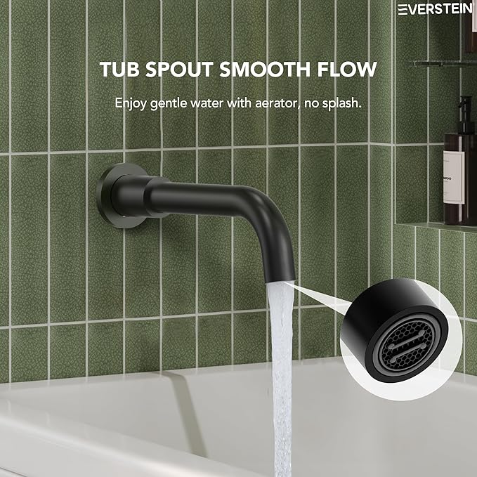 10" High-Pressure Rainfall Shower System with Handheld Spray, Wall Mount Bathroom Shower Faucet Set with Tub Spout (Matte Black)