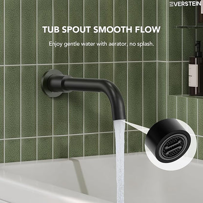 10" High-Pressure Rainfall Shower System with Handheld Spray, Wall Mount Bathroom Shower Faucet Set with Tub Spout (Matte Black)