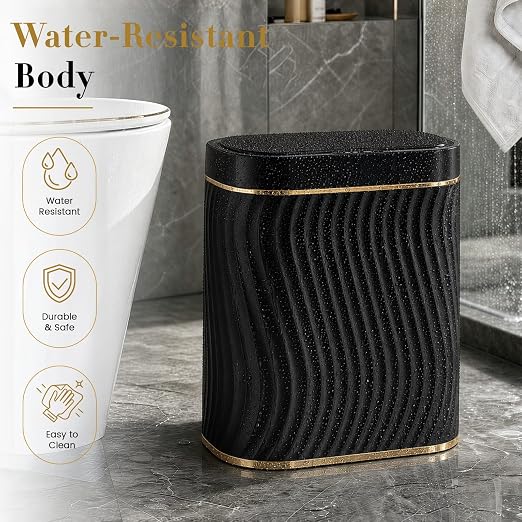 Ogikey Bathroom Small Trash Can with Automatic Touchless Lid, 2.6 Gallon Smart Garbage Can Narrow Waterproof Trash Bin for Bedroom, Office, Living Room