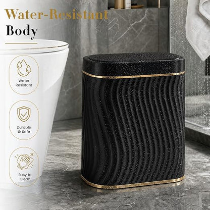 Ogikey Bathroom Small Trash Can with Automatic Touchless Lid, 2.6 Gallon Smart Garbage Can Narrow Waterproof Trash Bin for Bedroom, Office, Living Room