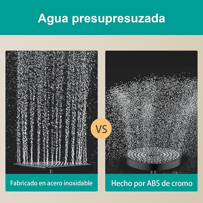 Square Rain Shower Head, High Flow Stainless Steel,Work with any decorative style，All Metal Rainfall Shower Head (Matte Black, 16)