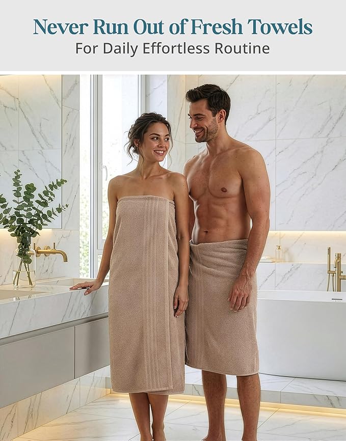 Casa Platino 100% Cotton Bath Sheets Set of 4 (36"x72") - Ring Spun Cotton Extra Large Bath Towels Sets - Quick Dry, Soft & Absorbent Oversized Shower Towel Sets - Sustainabaly Produced - Tan Brown