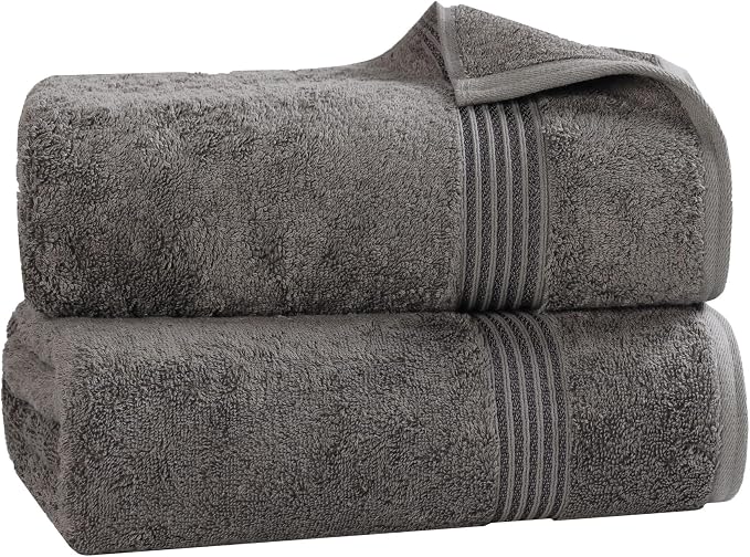 SUPERIOR Egyptian Cotton Bath Sheet Set, Oversized Towels for Home Bathroom, Master, Guest Bath, Decor Essentials, Quick Dry, Absorbent, Large Body Towel, Spa, Hotel, Resort, Set of 2, Charcoal