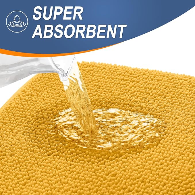 OLANLY Memory Foam Bathroom Runner Rugs 47x24, Long Bath Mat, Golden Yellow | Soft Quick Dry Bath Rugs, Non-Slip, Absorbent Machine Washable Mat for Bathroom Floor, Tub and Shower, Home Decor Accessories