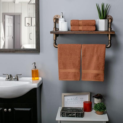 SUPERIOR Egyptian Cotton Plush & Absorbent, Hand Towel Set of 4, Rust | Quick Dry, Soft Luxury Towel Set, Bath Essentials for Bathroom, Guest Bath, Spa, 4 Piece Set, Madeline Towels