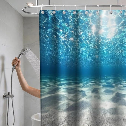 Modern Ocean Nautical Shower Curtain Summer Luxury Tropical Funky Nature | Trendy Shower Curtains for Bathroom, Waterproof Bath Curtain with Hooks Machine Washable Bathtub Curtains 72x78 Inch Blue