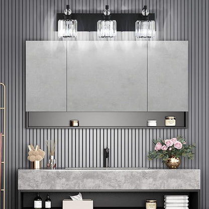 Ralbay Black Crystal Bathroom Lights Fixtures 3 Light Crystal Bathroom Vanity Lights Fixtures Over Mirror Modern Matte Black Bath Wall Lights