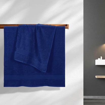 Cotton 2 Pack Oversized Bath Towel Set 28x55 inches, Large Bath Towels, Ultra Absorbant Compact Quickdry & Lightweight Towel, Ideal for Gym Travel Camp Pool - Navy Blue