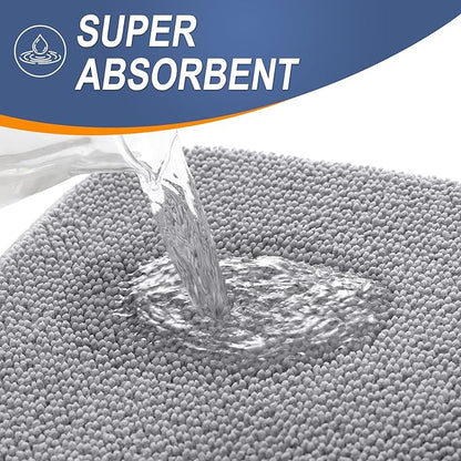 OLANLY Thick Memory Foam Bathroom Rugs 32x20, Soft Absorbent Bath Mat, Grey | Quick Dry Bath Rugs, Non-Slip Carpet, Machine Washable Mats for Bathroom Floor, Tub and Shower, Home Decor Accessories