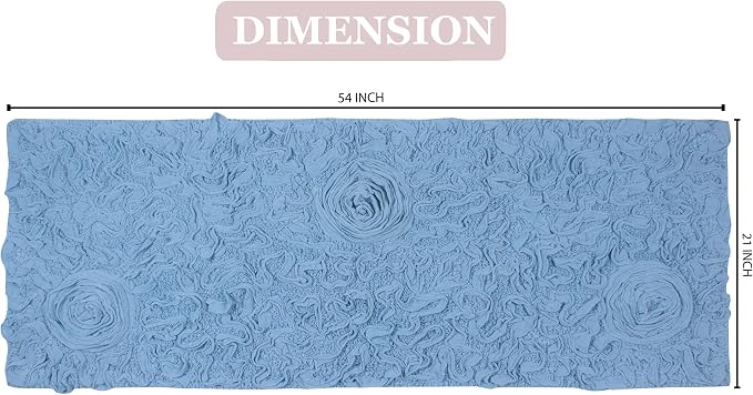 Home Weavers Bell Flower Collection 100% Cotton Tufted Bath Rugs, Extra Soft and Absorbent Bath Rugs, Non-Slip Bath Mats, Machine Washable, Bath Mats for Bathroom Floor, 21"x54" Runner, Sky Blue