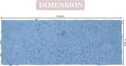 Home Weavers Bell Flower Collection 100% Cotton Tufted Bath Rugs, Extra Soft and Absorbent Bath Rugs, Non-Slip Bath Mats, Machine Washable, Bath Mats for Bathroom Floor, 21"x54" Runner, Sky Blue