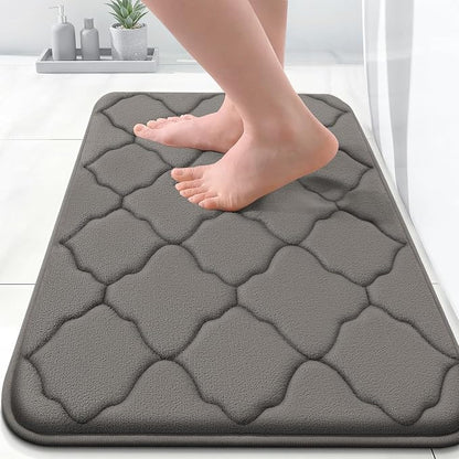 OLANLY Memory Foam Bath Mat Rug 24x16, Ultra Soft and Absorbent Bathroom Rugs, Non-Slip, Comfortable, Machine Washable Bath Carpet for Bathroom Floor, Tub, Shower and Home Decor Accessories, Taupe