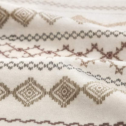 Boho Linen Shower Curtain for Bathroom with Striped Print,72" W x 84" L,Beige,Extra Long Size