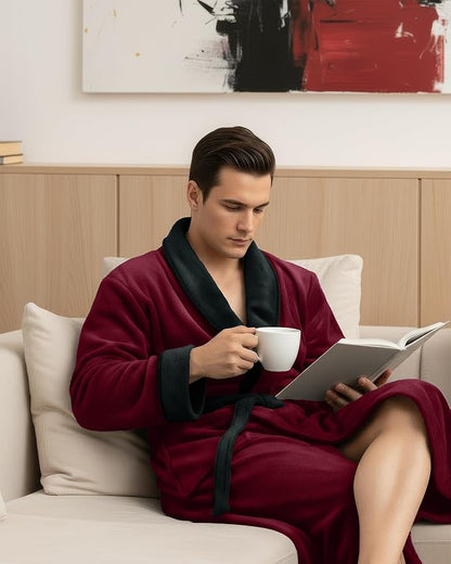 NY Threads Mens Robe, Luxury Plush Fleece Mens Bathrobe, Spa Bath Robe for Men