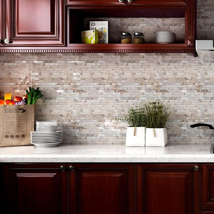 1 - Sheet Peel and Stick Backsplash Wall Tile, PVC Kitchen Backsplash, Stick on Tiles for Backsplash Kitchen (12'' X 12'', Perisa with Metal)