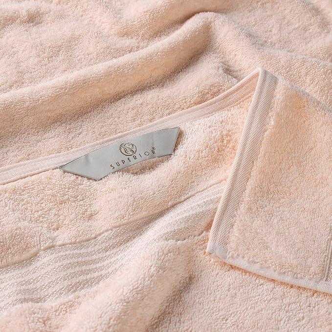Superior Egyptian Cotton Bath Towel Set, Home Bathroom Towels, Master, Guest Bath, Decor Essentials, Quick Dry, Absorbent, Large Body Towels, Spa, Hotel, Resort, Adult, Kids, Set of 2, Peach