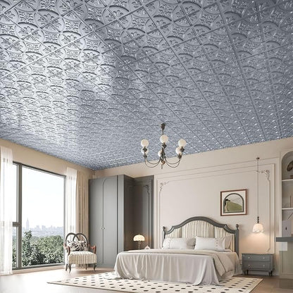 Art3d Drop Ceiling Tiles 2x2, Glue-up Ceiling Panel, Fancy Classic Style in Gray