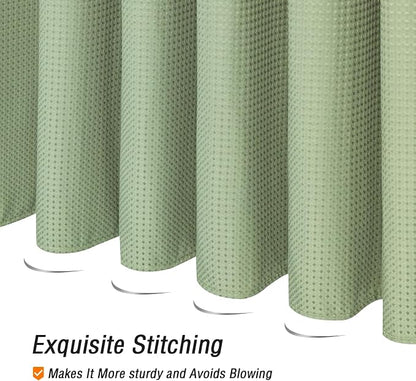 Small Stall Sage Green Fabric Shower Curtain, 36 x 72 | Narrow Half Cloth-Textured Shower Curtain for Bathroom, Water Repellent, Machine Washable