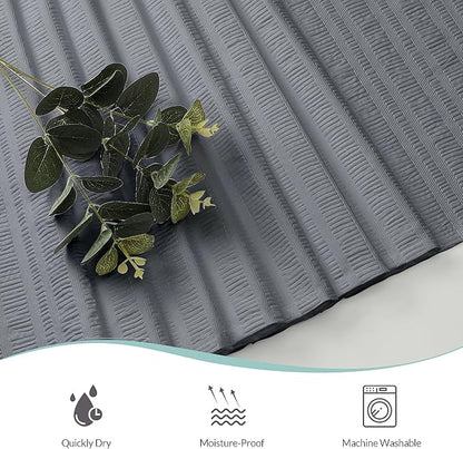 Aiyufeng Moga Extra Long Grey Shower Curtain 96 Inch Long, Embossed Texture Fabric Bathroom Shower Curtain, Large Hotel Bath Curtain with 12 Holes, 72Wx96H, Grey