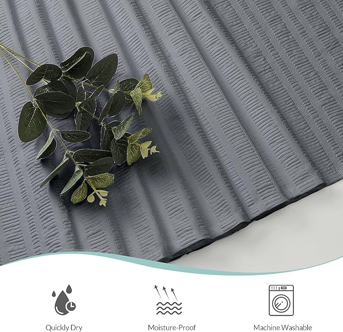 Aiyufeng Moga Grey Shower Curtain 84 Inches Long, 3D Embossed Textured Fabric Shower Curtain for Bathroom - Soft Cloth & Hotel Spa Luxury, Machine Washable, 72X84, Grey