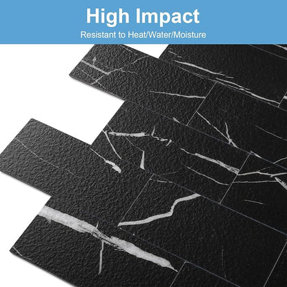 Yipscazo Peel and Stick backsplash 3 x 6 Inches 3D PVC Composite Wall Tile Stick on Backsplash Tile for Kitchen Bathroom, Laundry Room, Fireplace(Black Rocks, 100 Pieces)