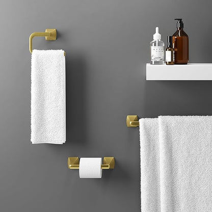 Pfister Bruxie Toilet Paper Holder, Bathroom Tissue Roll Holder, Wall-Mounted, Screw-in, Brushed Gold Finish, BPHBIE0BG
