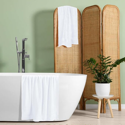 Cotton 2 Pack Oversized Bath Towel Set 28x55 inches, Large Bath Towels, Ultra Absorbant Compact Quickdry & Lightweight Towel, Ideal for Gym Travel Camp Pool - White