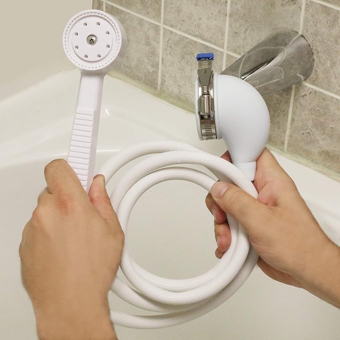 Danco VersaSpray Portable Handheld Shower Head Sprayer, White (10086)