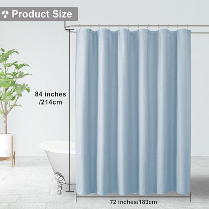 OVZME Extra Long Shower Curtain 72 x 84 Inch, 3D Embossed Textured Fabric Shower Curtain for Bathroom, Hotel Spa Bathroom Curtains, Water Repellent Machine Washable, 72Wx84L Inches