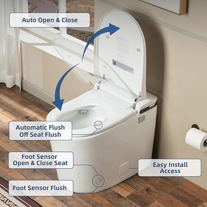 WOODBRIDGE GT100 Smart Toilet,Auto Open/Close Lid, Foot Sensor,Auto Flush, Heated Seat & Fragrance System, ADA Height, Easy Installation, without Bidet