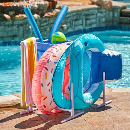 Swimline HydroTools Pool Side Organizer, White, Model:8903 | Keeps towels and pool gear off the deck and within reach; freestanding frame; no mounting or drilling required