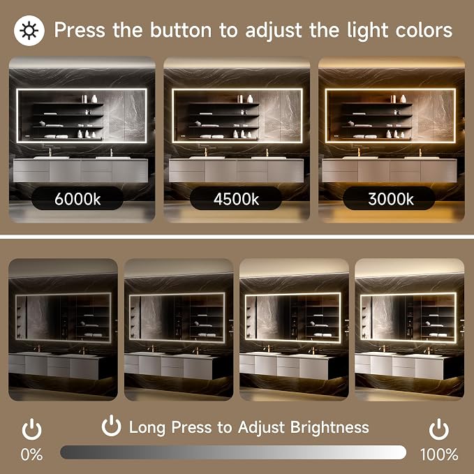 96" x 40" LED Medicine Cabinet with Mirror, Smart Bathroom Storage Cabinet, Anti-Fog, 3 Color Stepless Dimmable Light, 10 Brightness Levels, 5 Doors, Adjustable Shelves, Soft-Close Hinges