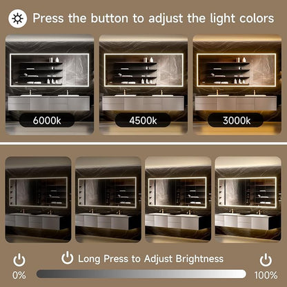 96" x 40" LED Medicine Cabinet with Mirror, Smart Bathroom Storage Cabinet, Anti-Fog, 3 Color Stepless Dimmable Light, 10 Brightness Levels, 5 Doors, Adjustable Shelves, Soft-Close Hinges