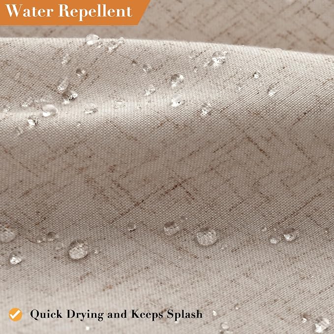 Extra Long Linen Shower Curtain for Bathroom 84 Inch Long Taupe Burlywood | Weighted Tall XL Bath Curtain with Hooks, Water Repellent, Neutral Boho Farmhouse, Simple Luxury Shower Decor, 1 Panel, 72x84